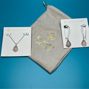 Kendra Scott necklace and earring set - light pink / silver - NWT